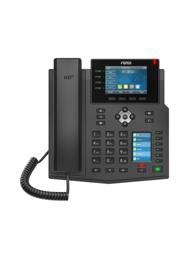 فانفيل Fanvil-X5U High-end IP Phone,  3.5-inch main color screen and 2.4-inch extended screen, HD voice, gigabit Ethernet, 16 SIP lines, PoE, Built-in Bluetooth, 6-way audio conference - Image 1