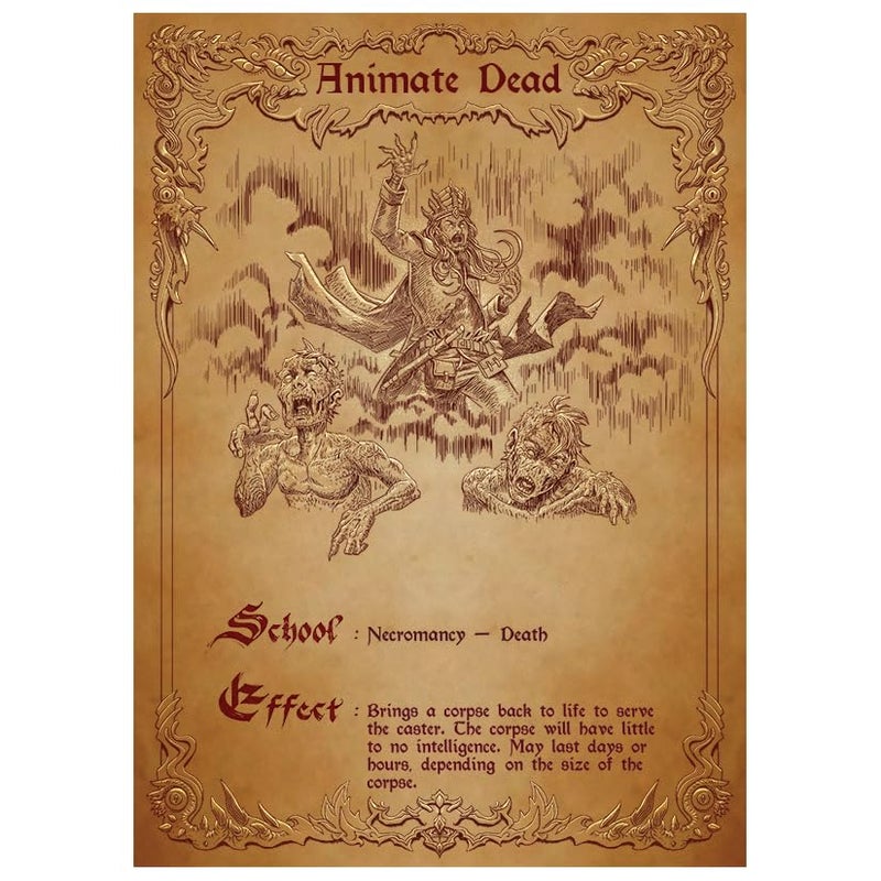 Fantasy North - Spell Scrolls I - 100 Textured Matte TCG Card Sleeves - Fits Magic MTG Commander Pokemon and Other Card Games - Playing Card Sleeves (Animate Dead) - Image 1