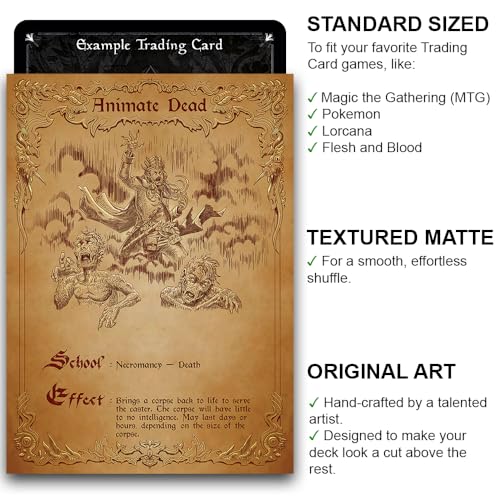 Fantasy North - Spell Scrolls I - 100 Textured Matte TCG Card Sleeves - Fits Magic MTG Commander Pokemon and Other Card Games - Playing Card Sleeves (Animate Dead) - Image 2