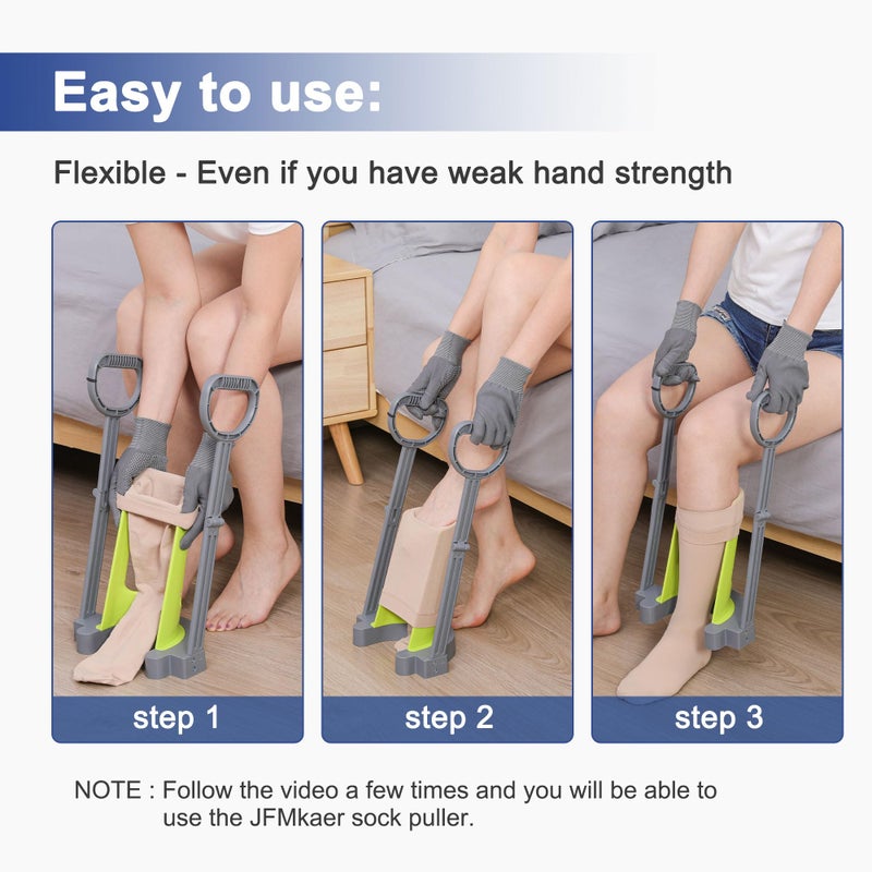 JFMkaer Compression Sock Aid Device | Size for Leg Circ 16 in or Less | Helper Device for Putting on Compression Stocking, Easy On Donning Aid Tool for Socks & Stockings, Durable & User-Friendly Design - Image 2