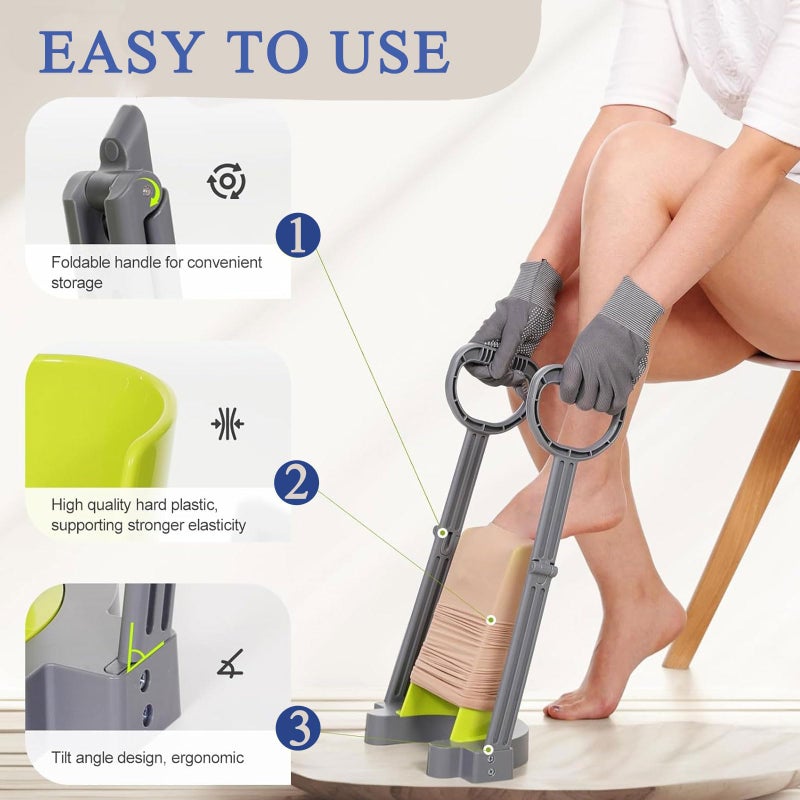 JFMkaer Compression Sock Aid Device | Size for Leg Circ 16 in or Less | Helper Device for Putting on Compression Stocking, Easy On Donning Aid Tool for Socks & Stockings, Durable & User-Friendly Design - Image 3