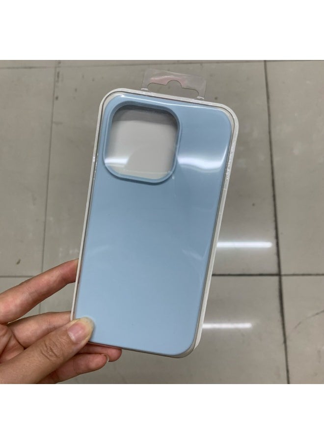Generic For Iphone16 Liquid Silicone Phone Case For Iphone 16Pro Max/16Pro Full Covering Drop-Resistant Protective Case-Color:Sky Blue [with Logo]]-Applicable Model:For Iphone16 [sealed Packaging]  - Image 1