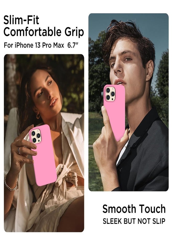 جراب COFFKER مصمم خصيصًا لهاتف iPhone 13 Pro Max، مصنوع من السيليكون السائل مع واقيين للشاشة، جراب حماية نحيف مقاوم للصدمات لكامل الهاتف، مناسب لهاتف iPhone 13 Pro Max مقاس 6.7 بوصة، لون وردي فاتح - Image 2