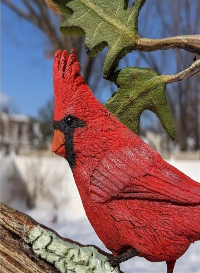 DFYOP Cardinal Wood Carving - Handmade 'Cardinals Appear When Angels are Near', Unique Original Art Carving Work Statue Decor Small Animal Sculpture Art Wood Miniature - Image 3