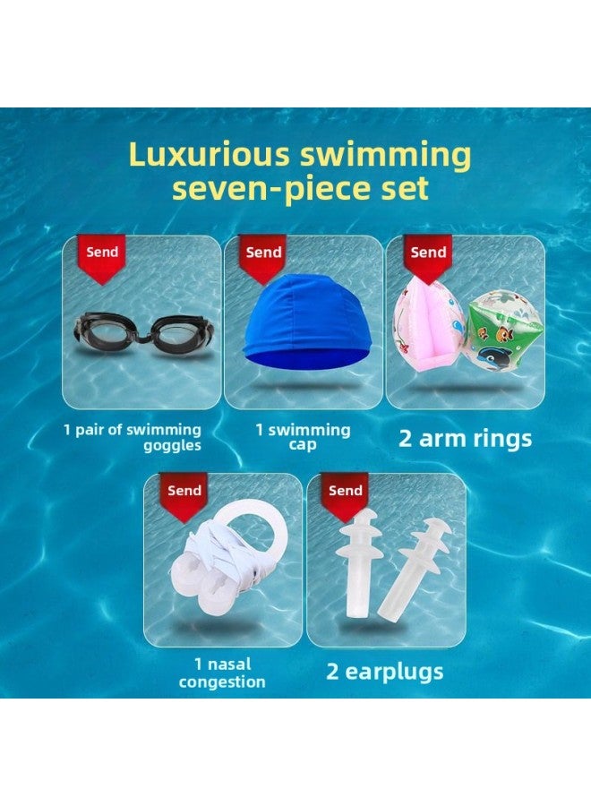 Loquat Children's Buoyancy Swimsuit Boys And Girls Baby Children's One-piece Swimsuit Summer Swimming Equipment Suit Boys-Color:Bear Paw Style + Luxury Seven-piece Set- - Image 3