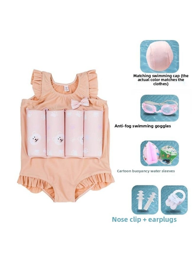 Loquat Children's Buoyancy Swimsuit Boys And Girls Baby Children's One-piece Swimsuit Summer Swimming Equipment Suit Boys-Color:Bear Paw Style + Luxury Seven-piece Set- - Image 1