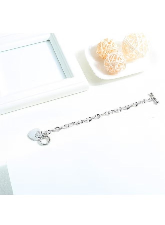 أساور الحب للنساء من الفولاذ المقاوم للصدأ، سلسلة لطيفة وساحرة، هدايا مجوهرات للنساء، زوجته، أمه، بناته، ابنته، عيد ميلاده، عيد الحب، طول 18 سم، فضي - Image 3