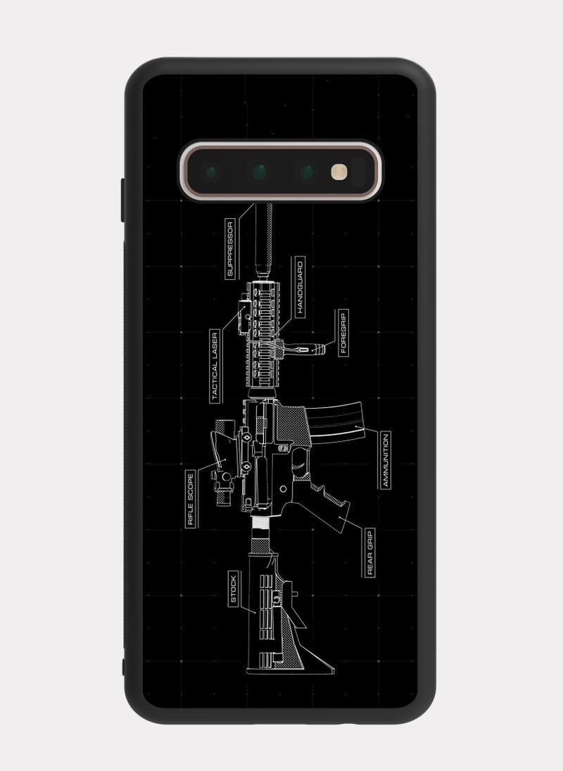 بكسلات كفر سامسونج جالكسي اس 10 بلس بندقية ام 4 رشاش ابيض - Image 1