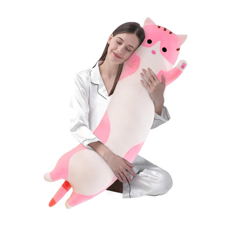 shangman Lovely Plush Cat Doll Cute Cartoon Soft Stuffed Kitten Pillow Long Throw Sleeping Pillow Doll Toy Gift for Kids Girlfriend Multiple Size Pink110cm433in - Image 2