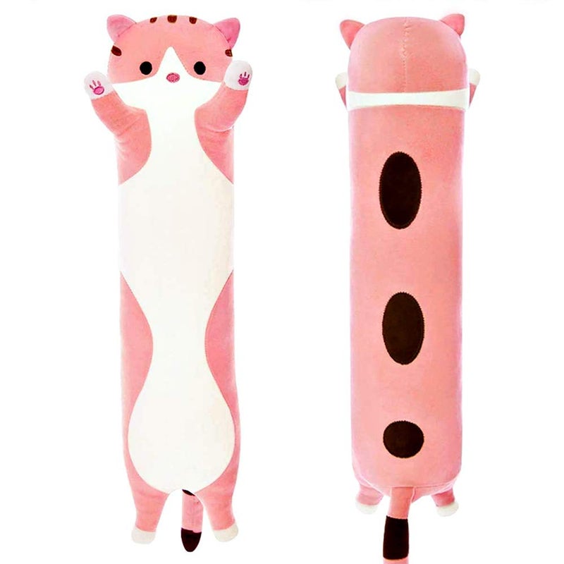 shangman Lovely Plush Cat Doll Cute Cartoon Soft Stuffed Kitten Pillow Long Throw Sleeping Pillow Doll Toy Gift for Kids Girlfriend Multiple Size Pink110cm433in - Image 3