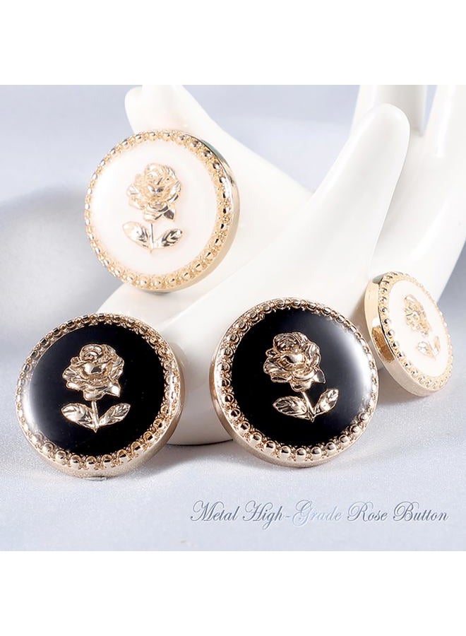 malianna 5 pcs Vintage Round Retro Gold Metal Rose Flower Pattern Buttons for Clothes Coats Decoration - Image 4