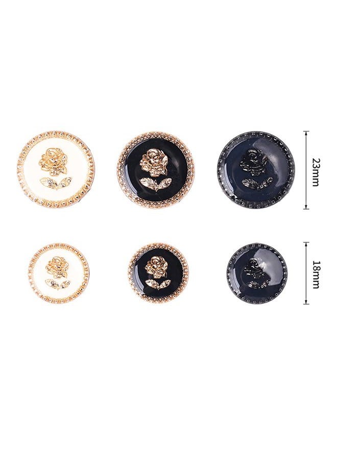 malianna 5 pcs Vintage Round Retro Gold Metal Rose Flower Pattern Buttons for Clothes Coats Decoration - Image 3