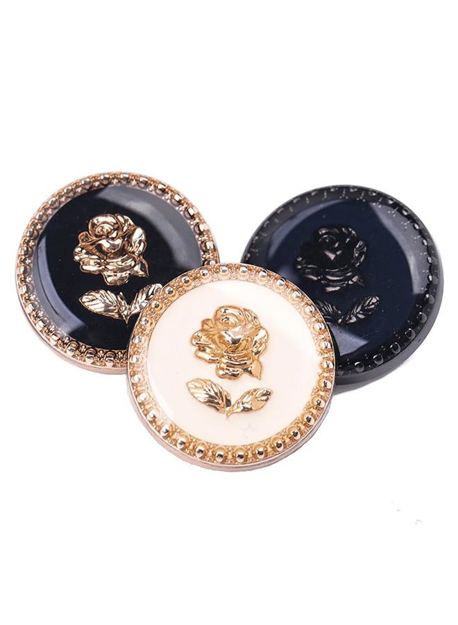malianna 5 pcs Vintage Round Retro Gold Metal Rose Flower Pattern Buttons for Clothes Coats Decoration - Image 2
