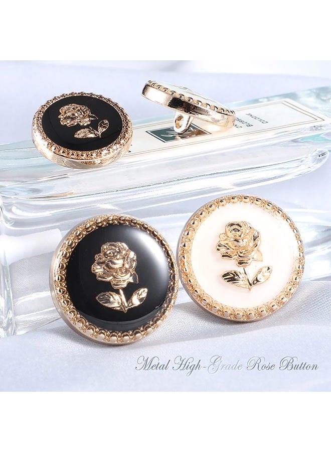 malianna 5 pcs Vintage Round Retro Gold Metal Rose Flower Pattern Buttons for Clothes Coats Decoration - Image 5