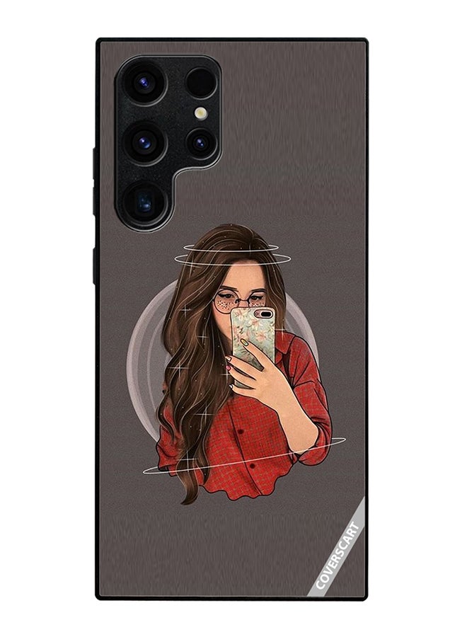 غطاء حماية لهاتف سامسونج جالاكسي S25 ألترا بتصميم فتاة تلتقط سيلفي متعدد الألوان