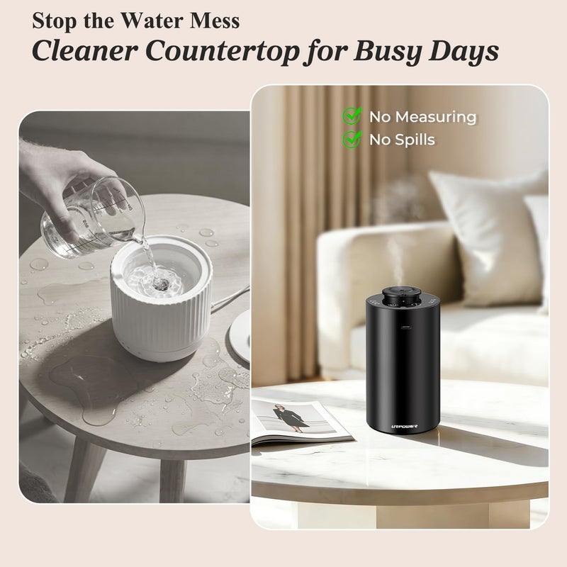 URPOWER Waterless Essential Oil Diffuser: No Water Needed Battery Operated Scent Diffuser - 2 * 20ML Hotel Fragrance Essential Oils - Cordless & Mini Oil Machine Aluminum for Car Home Office(Black) - Image 5