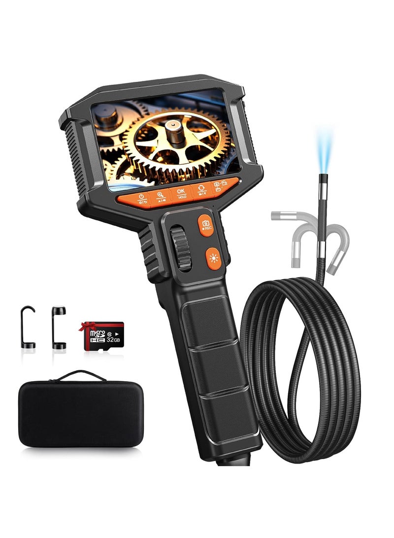 inskam Two-Way Articulating Borescope Camera with Light: Industrial Endoscope Inspection Snake Camera - Flexible Bore Scope Cam with 0.33in Articulated Probe for Mechanic Automotive Engine Wall- 5.5FT  - Image 1