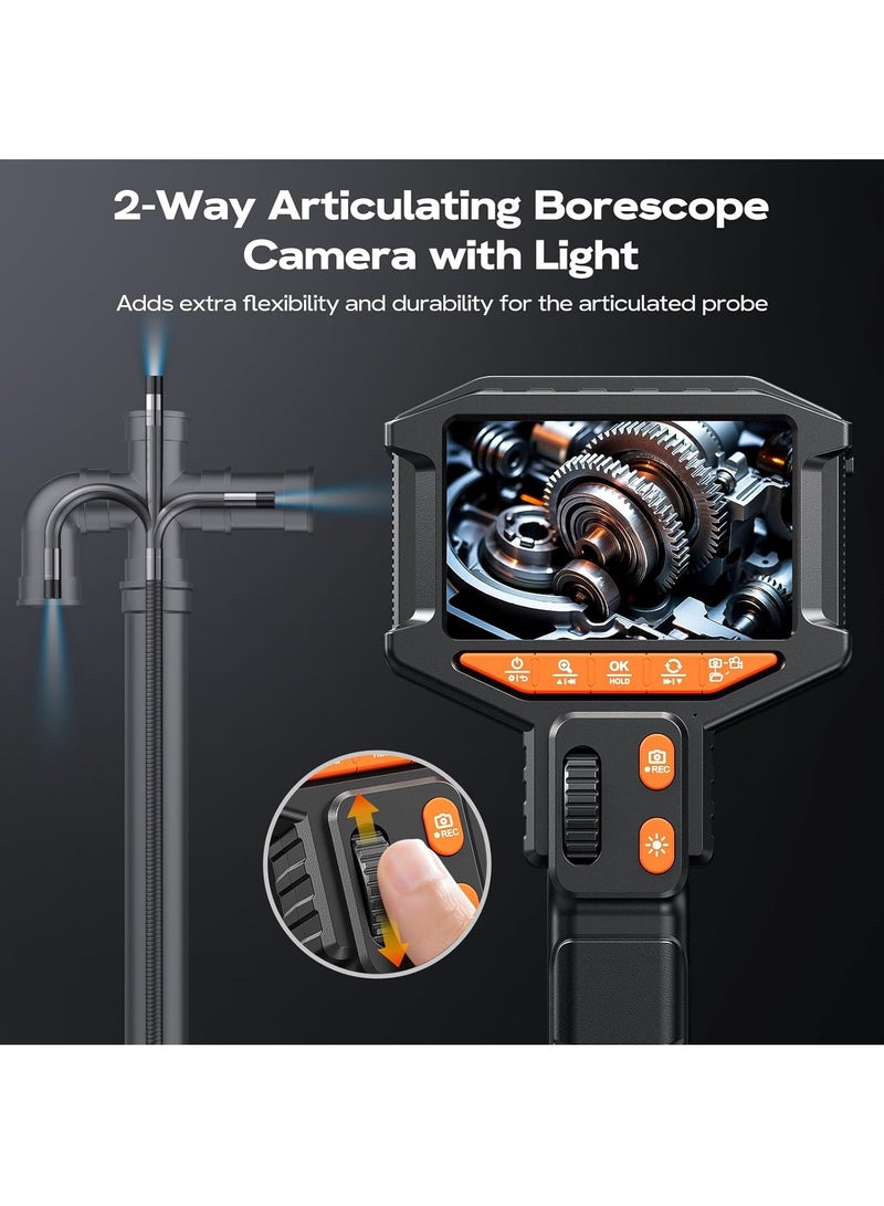 inskam Two-Way Articulating Borescope Camera with Light: Industrial Endoscope Inspection Snake Camera - Flexible Bore Scope Cam with 0.33in Articulated Probe for Mechanic Automotive Engine Wall- 5.5FT  - Image 2