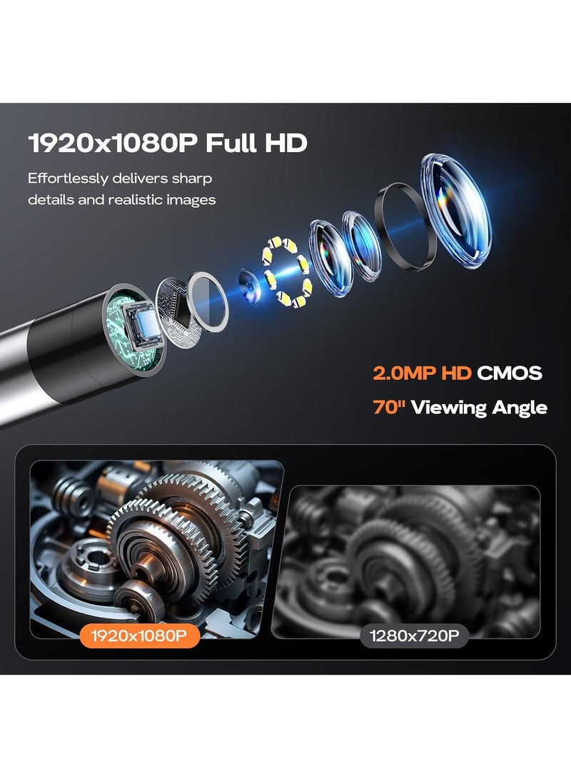 inskam Two-Way Articulating Borescope Camera with Light: Industrial Endoscope Inspection Snake Camera - Flexible Bore Scope Cam with 0.33in Articulated Probe for Mechanic Automotive Engine Wall- 5.5FT  - Image 3