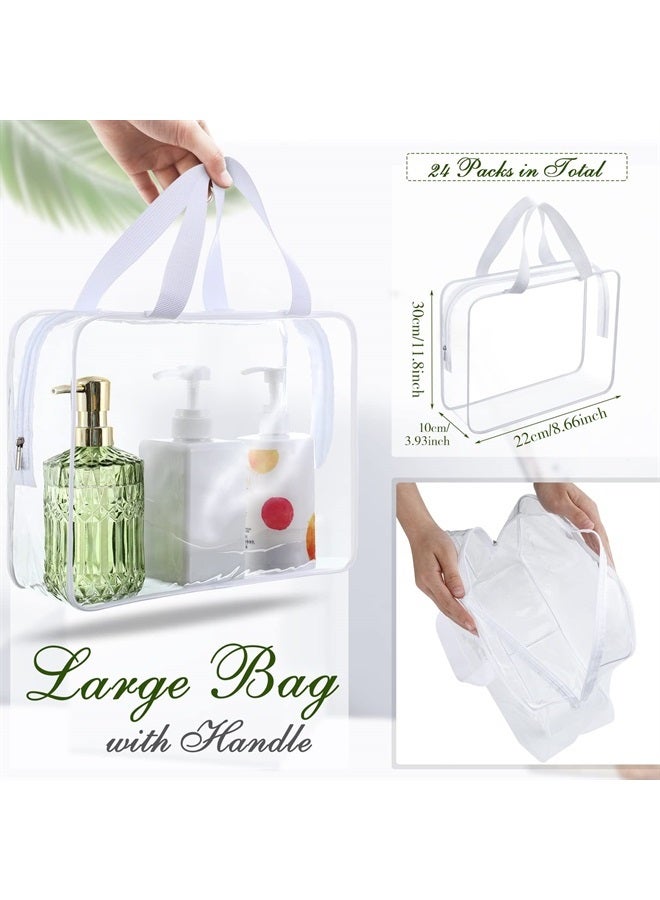 Kacctyen 24 Pcs Large Clear Cosmetic Bags Clear Makeup Bags Large Travel Makeup Organizer Waterproof Tote Bags Storage Purse Bulk Toiletry Pouches for Toiletries (White) - Image 2