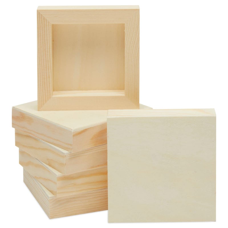 Bright Creations Wood Canvas Boards 6 Pack 4x4 inches 085 inches Thick Pinewood Material Smooth Surface 6 Pieces