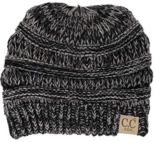 Funky Junque Toddler Winter Hat Ages 1–4, Soft Knit Beanie for Boys & Girls, Cozy Warm Kids Beanies for Cold Weather - 4 Tone Mix - Black, Dark Melange Grey, Heather Grey, Beige - Image 1