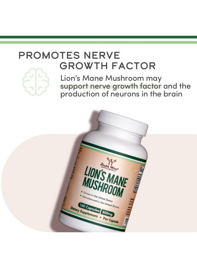 كبسولات فطر Lions Mane Supplement (إمدادات لمدة شهرين - 120 كبسولة) فطر Lions Mane لدعم الدماغ وصحة المناعة (تم اختباره من قبل جهة خارجية، وزراعته وتغليفه في الولايات المتحدة الأمريكية) من Double Wood - Image 5