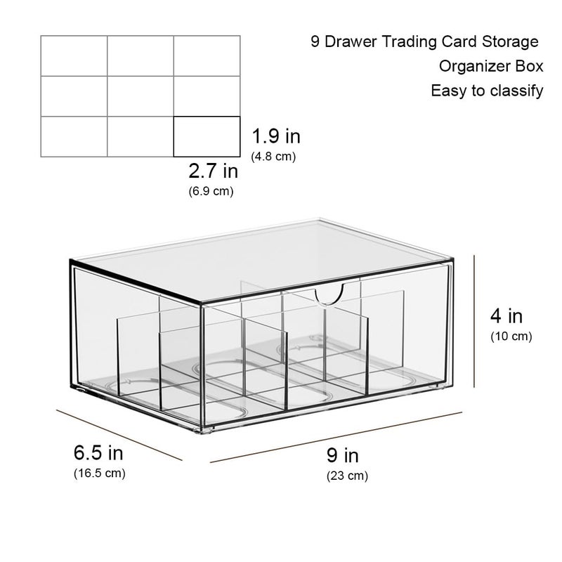 Vidifor 9 Drawer Trading Card Storage Organizer Box, Clear Stackable Drawers for Toploaders, MTG, TCG, PTCG, Sports Cards, for daily use. (1) - Image 2