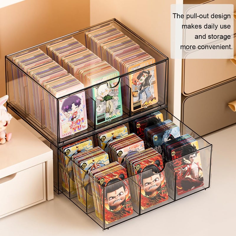 Vidifor 9 Drawer Trading Card Storage Organizer Box, Clear Stackable Drawers for Toploaders, MTG, TCG, PTCG, Sports Cards, for daily use. (1) - Image 4