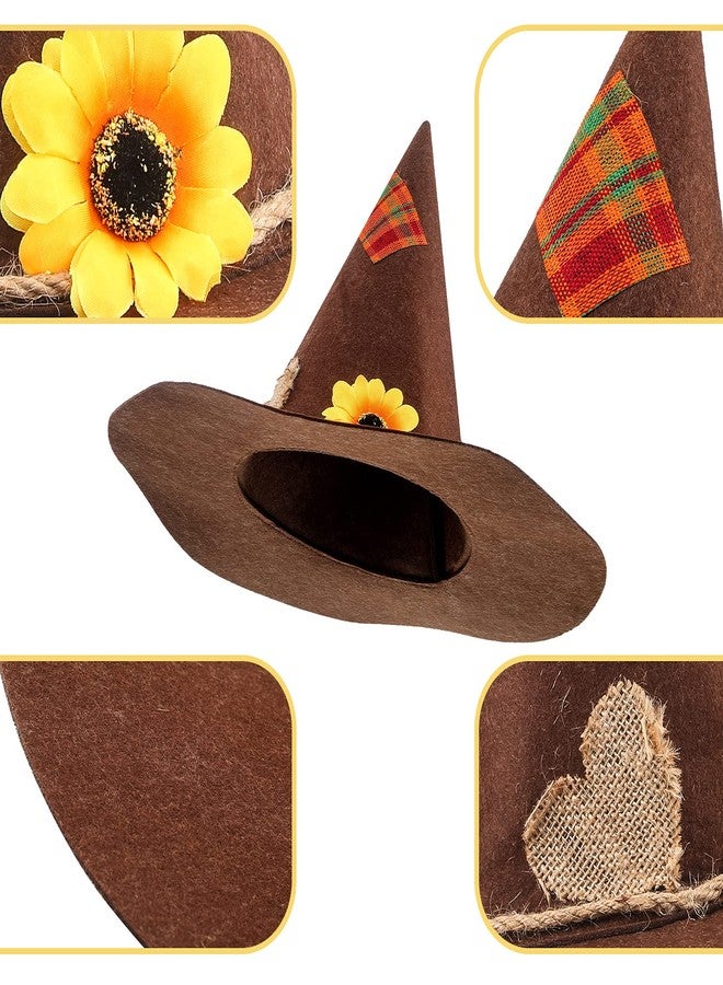 واي دريس مجموعة من 5 قطع من أزياء فزاعة الهالوين، وقبعة فزاعة من اللباد، وقلادة، وحزام خصر، وأساور معصم من القش، وإكسسوارات حفلات الهالوين - Image 3