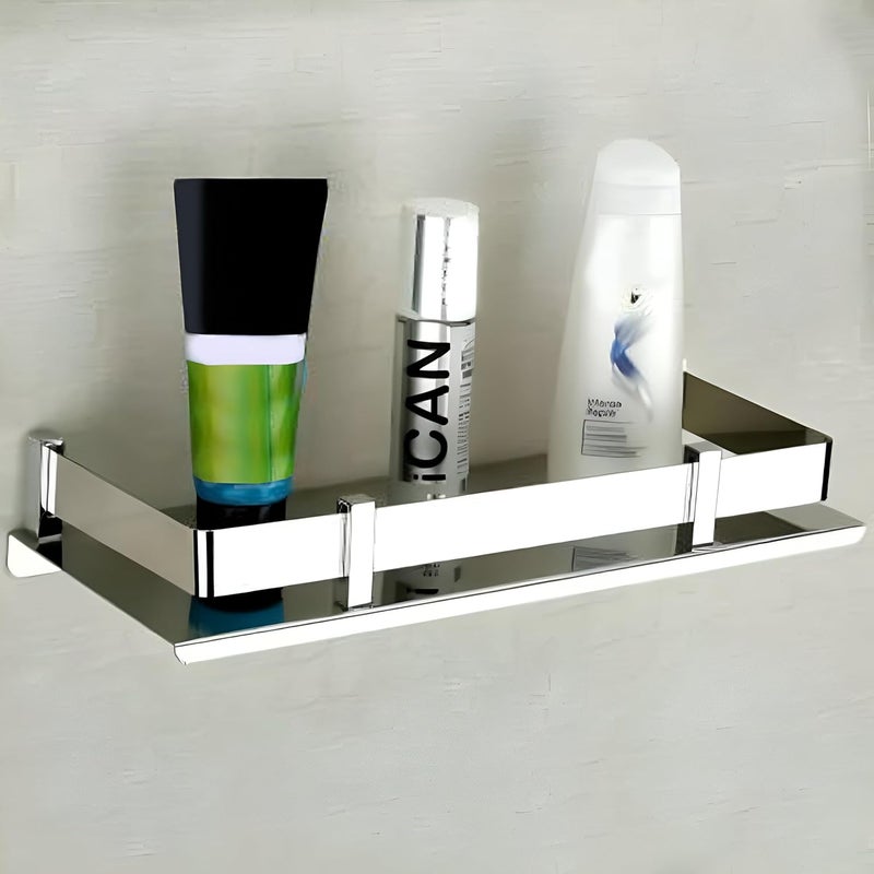 Pivalo Stainless Steel Bathroom Shelf Wall Mounted Corner Multipurpose Rack Accessories and Fittings for Washroom Kitchen Wash Basin - (5" X 10", 1 Pc, Transparent) - Image 1