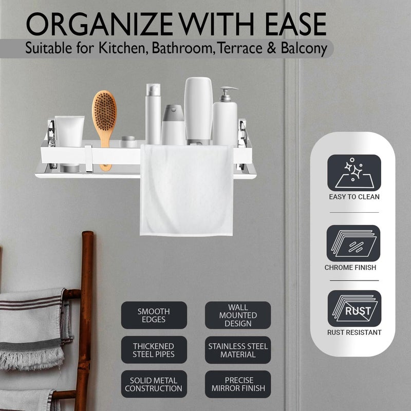 Pivalo Stainless Steel Bathroom Shelf Wall Mounted Corner Multipurpose Rack Accessories and Fittings for Washroom Kitchen Wash Basin - (5" X 10", 1 Pc, Transparent) - Image 3