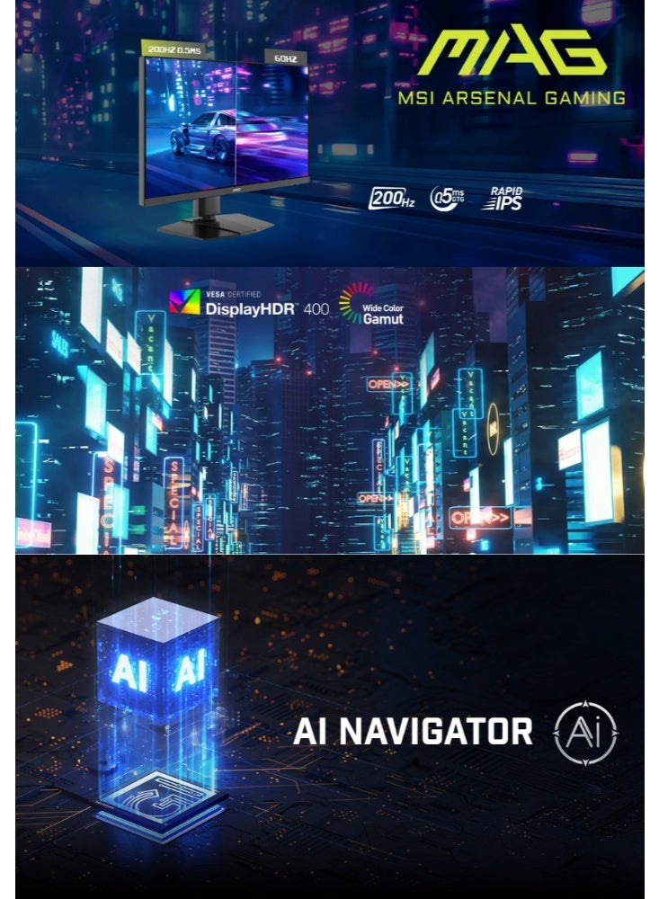 إم اس أي MAG 274QPF E20 | 27-inch 2560 x 1440 (QHD) Gaming Monitor | 200Hz | Adaptive-Synch, HDMI, DisplayPort | VESA Mountable, Tilt, Height Adjustable | Black | 9S6-3CF69T-001 - Image 2