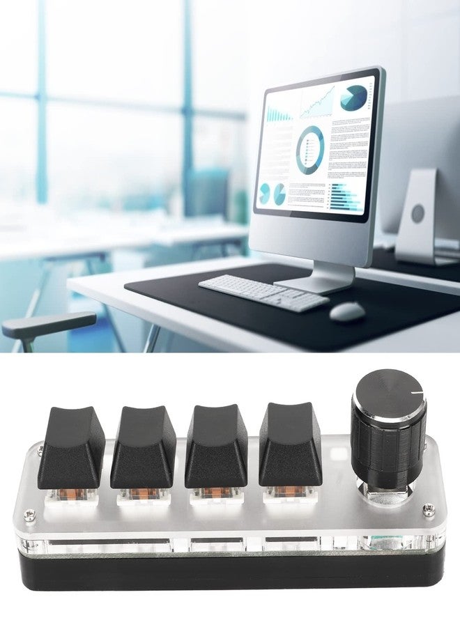 Bewinner Mini 4 Key Keypad Mechanical Gaming Keyboard, Backlit Programming Macro Keypad with 1 Knob, USB Bluetooth Mini Keypad for Gaming Office Media - Image 5