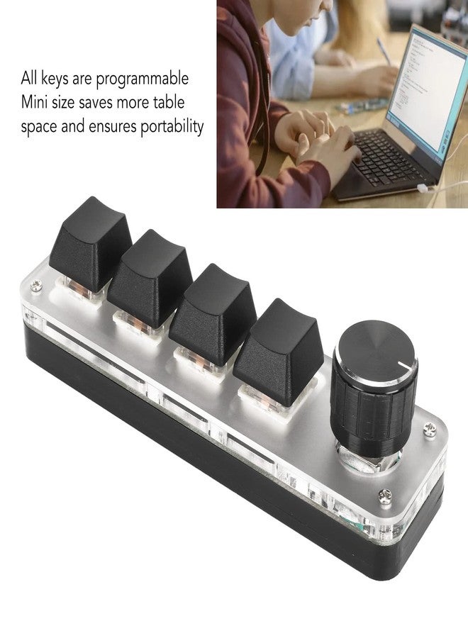 Bewinner Mini 4 Key Keypad Mechanical Gaming Keyboard, Backlit Programming Macro Keypad with 1 Knob, USB Bluetooth Mini Keypad for Gaming Office Media - Image 2