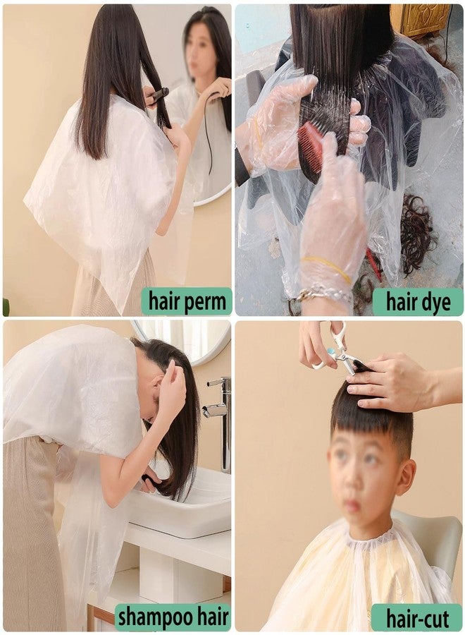 XDONEF 50 Pack Disposable Hair Dye Cape Waterproof Hair Color Cutting Cape Short Comb Out Beauty Salon Cape for Clients Hair Stylist Bleach Shampoo 39.3in with Caps Ear Covers Gloves - Image 4