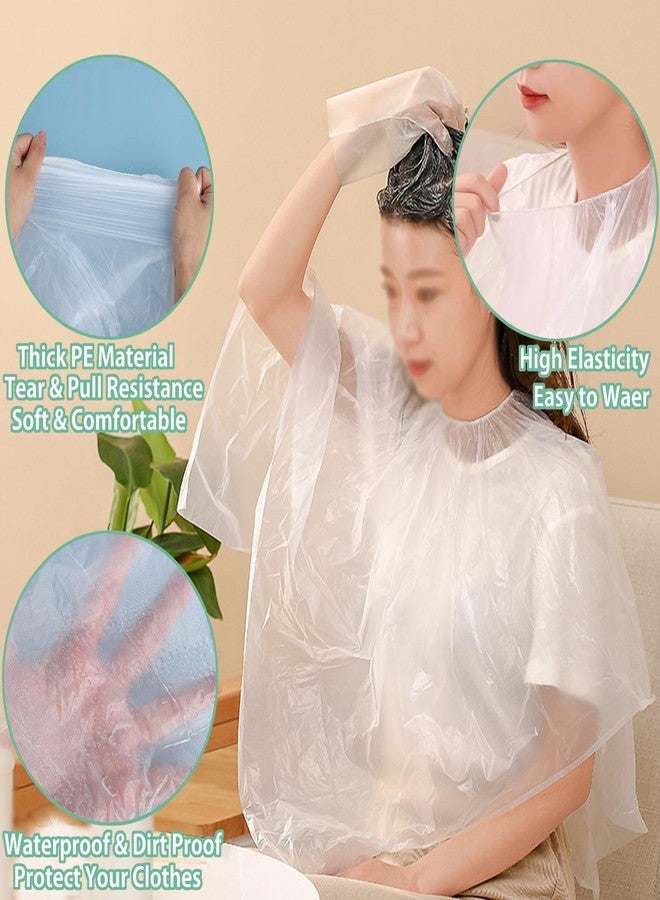 XDONEF 50 Pack Disposable Hair Dye Cape Waterproof Hair Color Cutting Cape Short Comb Out Beauty Salon Cape for Clients Hair Stylist Bleach Shampoo 39.3in with Caps Ear Covers Gloves - Image 2