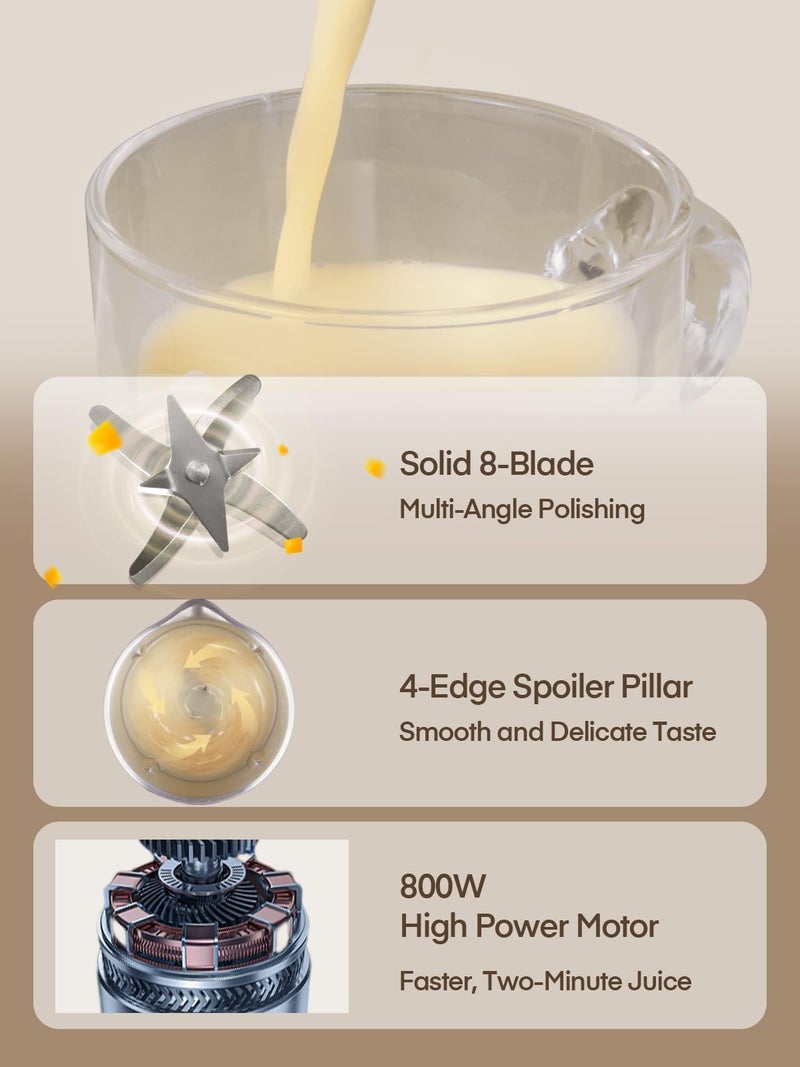 FOHERE FOHERE 35oz 6 In 1 Nut Milk Maker, 1000ml 800W Automatic Cow Milk Maker Machines Plant-Based Milk, Soy, Oat, Juice, Baby Food, With 12H Timer/Self-Clean/Keep Warm/Boil  - Image 5