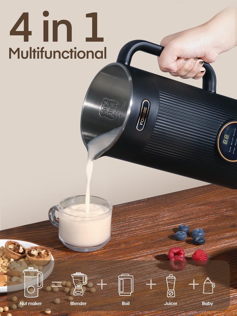 FOHERE FOHERE 35oz 6 In 1 Nut Milk Maker, 1000ml 800W Automatic Cow Milk Maker Machines Plant-Based Milk, Soy, Oat, Juice, Baby Food, With 12H Timer/Self-Clean/Keep Warm/Boil  - Image 4