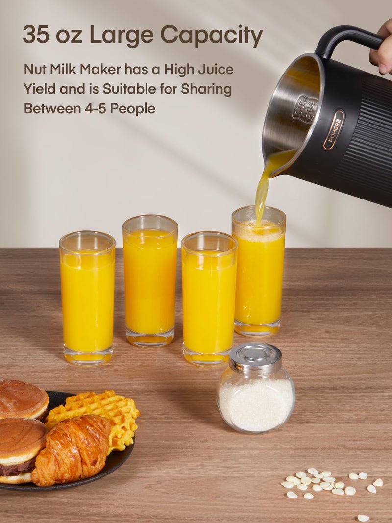 FOHERE FOHERE 35oz 6 In 1 Nut Milk Maker, 1000ml 800W Automatic Cow Milk Maker Machines Plant-Based Milk, Soy, Oat, Juice, Baby Food, With 12H Timer/Self-Clean/Keep Warm/Boil  - Image 2