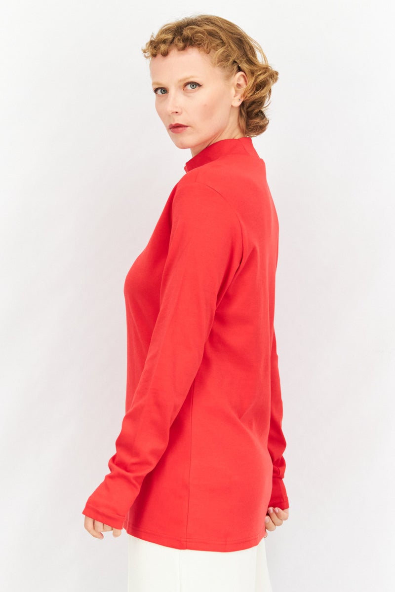 FILA Women Sportswear Fit Long Sleeve Outdoor Sweatshirt, Red - Image 3