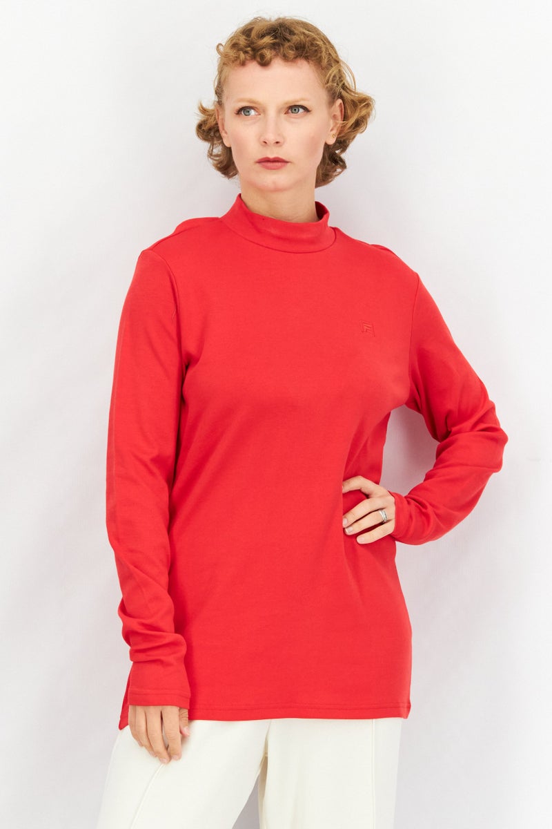 FILA Women Sportswear Fit Long Sleeve Outdoor Sweatshirt, Red - Image 1