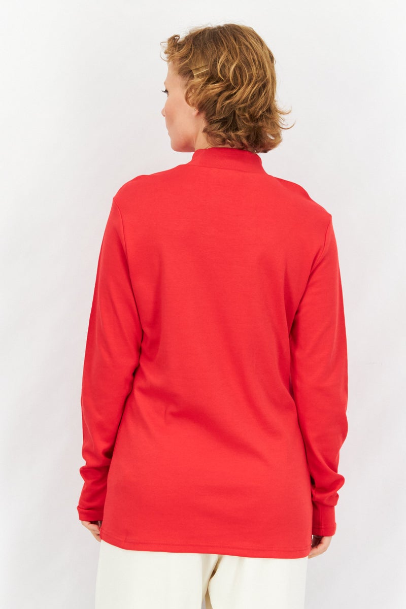 FILA Women Sportswear Fit Long Sleeve Outdoor Sweatshirt, Red - Image 4