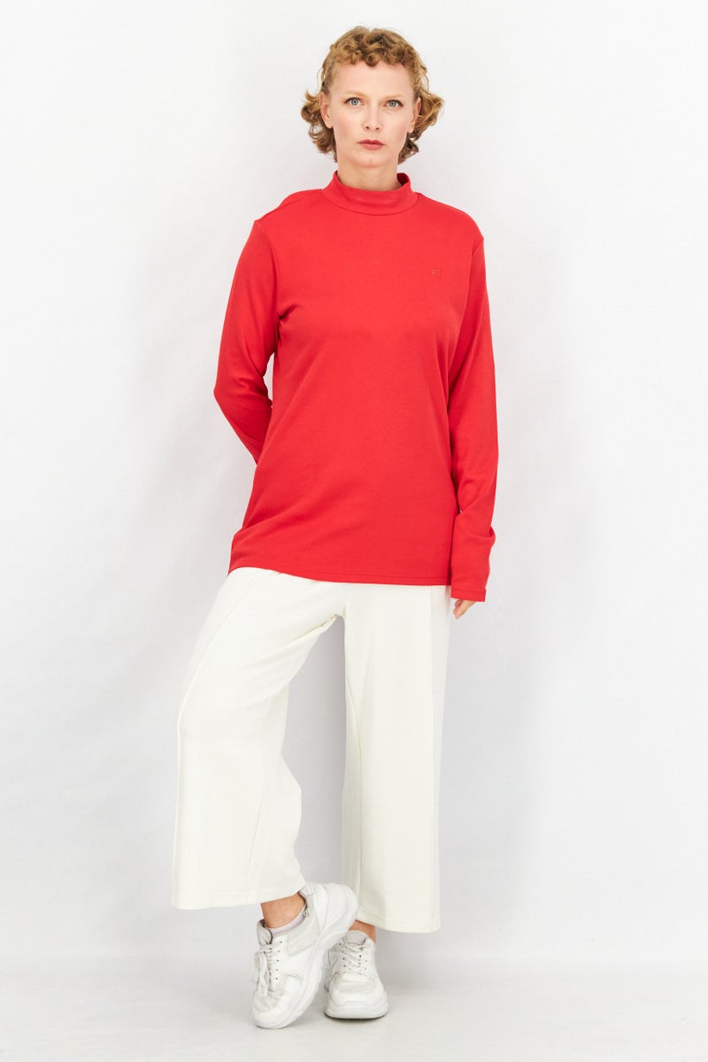 FILA Women Sportswear Fit Long Sleeve Outdoor Sweatshirt, Red - Image 2