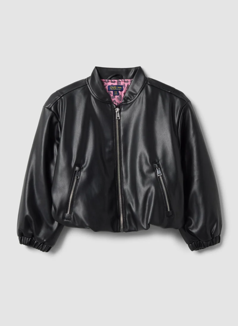 Ovs OVS Black Zip-Up Jacket, Regular Fit, For Girls