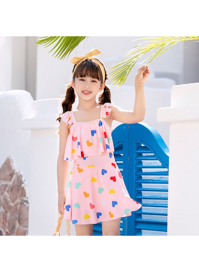Loquat Small And Medium-sized Children's Swimwear Girl Children's Baby Cute Foreign Style One-piece Swimwear For Girls 3-7 Years Old One-piece Swimwear-Color:Lake Blue- - Image 4