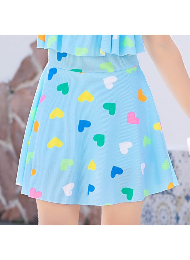 Loquat Small And Medium-sized Children's Swimwear Girl Children's Baby Cute Foreign Style One-piece Swimwear For Girls 3-7 Years Old One-piece Swimwear-Color:Lake Blue- - Image 5