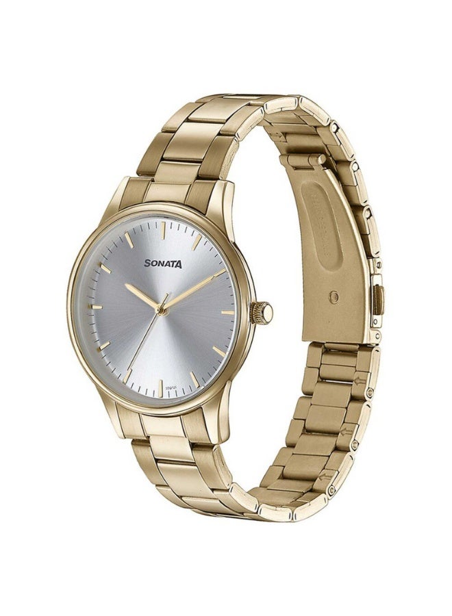Sonata 77144YM02 Men's Watch – Silver Dial, Golden Stainless Steel Strap, Quartz Movement, 3 ATM Water Resistant - Image 3