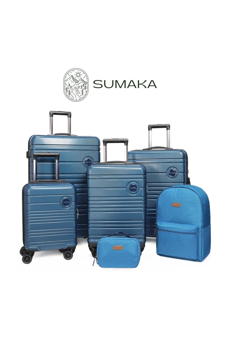 SUMAKA ABS+PC Travel Luggage set 6 pcs 16“+20”+24“+28” with backpack & toiletry bag - Hardshell Lightweight - Image 1