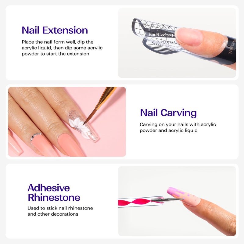 VANSISOS Acrylic Nail Kit for Beginners: Clear White Pink Powder and Liquid Set Professional Nails Kit Acrylic Set with Brushes for Home DIY - Image 5